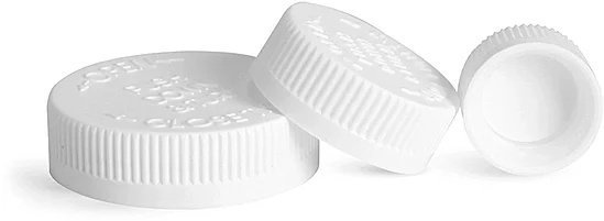 Child Resistant Caps, White PE Lined Child Resistant Caps