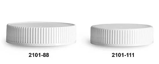 Plastic Caps, White Polypropylene Ribbed Caps w/ Induction Liners