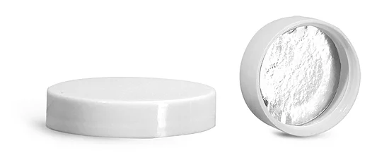 Plastic Caps, White Polypropylene Smooth Caps w/ Induction Liner