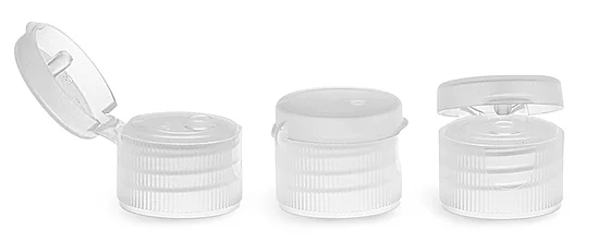 Dispensing Caps, Natural Polypropylene Ribbed Snap Top Caps