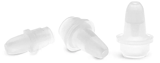 Dispensing Caps, Natural LDPE Controlled Dropper Tip Plugs