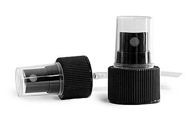 24/410 Black Fine Mist Sprayers w/ Flat Tops & Squared Hoods
