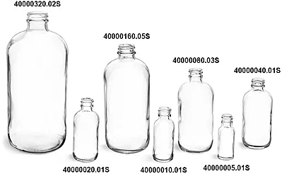 Clear Glass Round Bottles (Bulk), Caps NOT Included