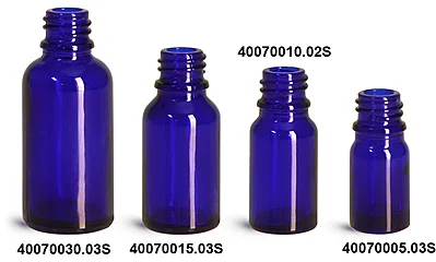 Cobalt Blue Glass Euro Dropper Bottles (Bulk), Caps NOT Included