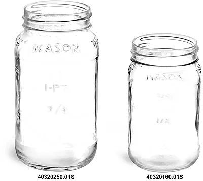 Glass Jars, Clear Glass Mason Jars (Bulk), Caps NOT Included