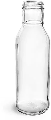 Clear Glass Screw Thread Barbecue Sauce Bottles (Bulk), Caps NOT Included