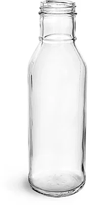 Clear Glass Lug Finish BBQ Sauce Bottles, (Bulk) Caps NOT Included