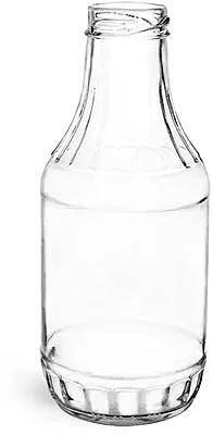 Clear (Flint) Glass Sauce Decanter Bottles (Bulk), Caps NOT Included