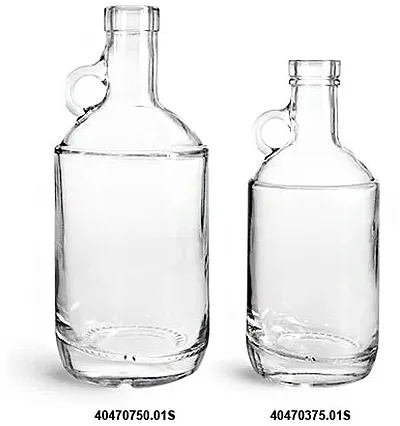 Glass Bottles, Clear Glass Moonshine Bottles (Bulk), Caps NOT Included