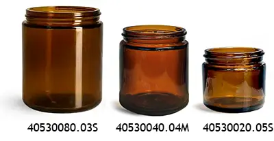 Amber Glass Straight Sided Jars (Bulk), Caps NOT Included
