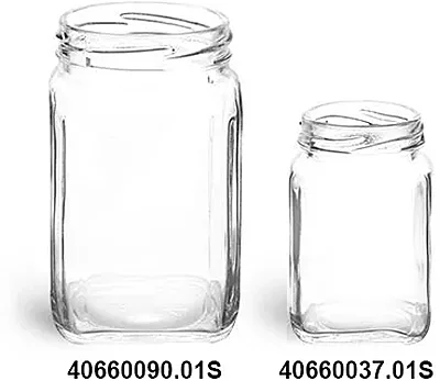 Clear Glass Square Jars