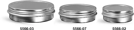 Metal Containers, Silver Metal Twist Top Tins w/ Continuous Thread 