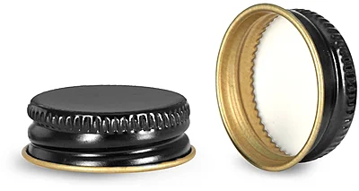 Metal Caps, Black Metal Pulp/Poly Lined Caps