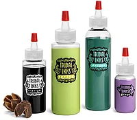 Plastic Tattoo Ink Bottles w/ Black Yorker Caps