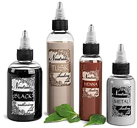 Clear PET Plastic Tattoo Ink Bottles w/ Black/Natural Twist Top Caps
