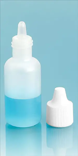 1/2 oz Natural LDPE Dropper Bottles with Streaming Dropper Plug and White Caps