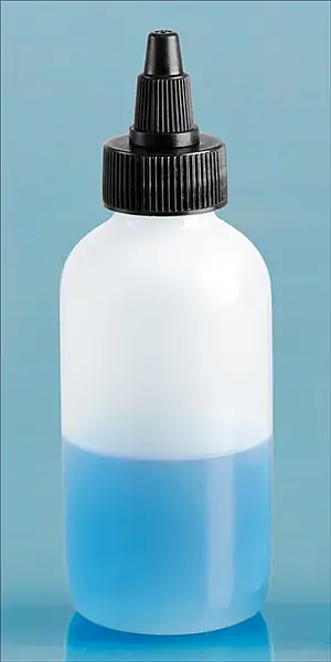 4 oz Natural LDPE Boston Round Bottles w/ Black LDPE Twist Top Caps