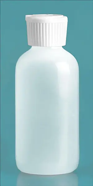 4 oz Natural LDPE Boston Round Bottles w/ Flip Top Spout Caps