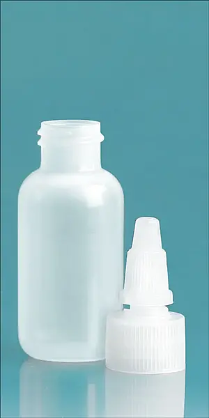 1 oz Natural LDPE Boston Round Bottles w/ Natural Twist Top Caps