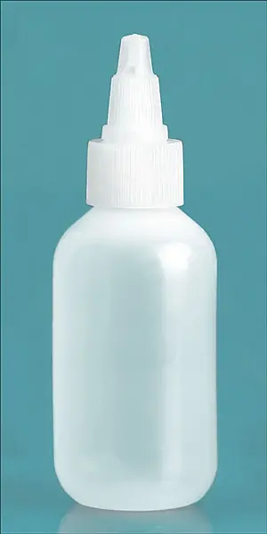 2 oz Natural LDPE Boston Round Bottles w/ Natural Twist Top Caps
