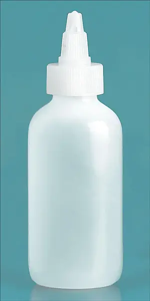 4 oz Natural LDPE Boston Round Bottles w/ Natural Twist Top Caps