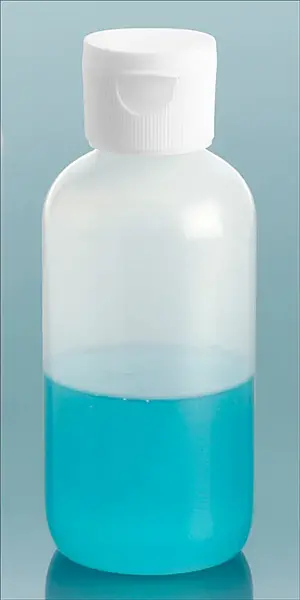 4 oz Natural LDPE Boston Round Bottles w/ White Ribbed Snap Caps