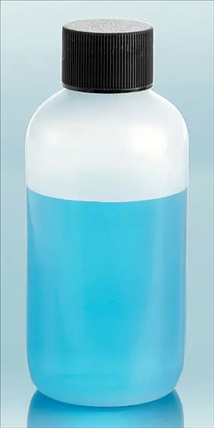 4 oz Natural LDPE Boston Round Bottles w/ Black Lined Screw Caps