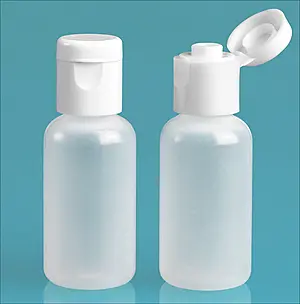 1/2 oz Natural LDPE Boston Round Bottles w/ Smooth White Snap Top Caps