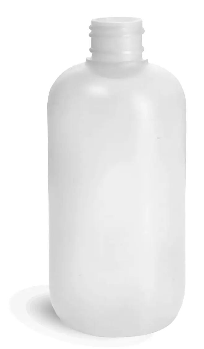 8 oz Natural HDPE Boston Round (Bulk), Caps NOT Included