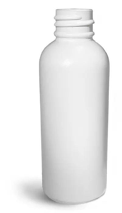 2 oz White HDPE Cosmo Round Bottles (Bulk), Caps NOT Included