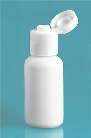 1/2 oz White HDPE Boston Round Bottles w/ White Smooth Snap Top Caps