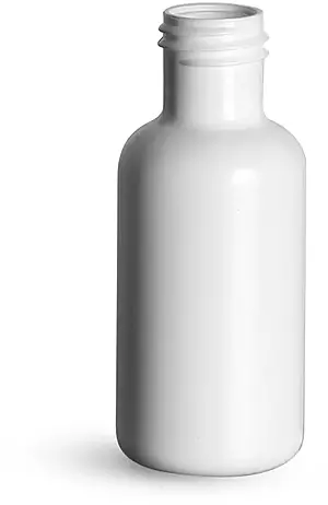 1/2 oz White HDPE Boston Round Bottles (Bulk), Caps NOT Included
