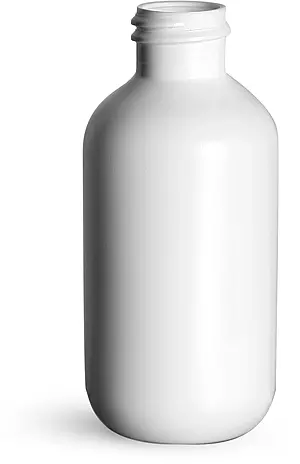 2 oz White HDPE Boston Round Bottles (Bulk), Caps NOT Included