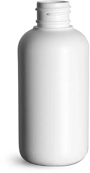 4 oz White HDPE Boston Round Bottles (Bulk), Caps NOT Included