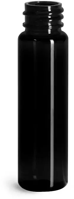 1 oz Black PET Slim Line Cylinder Bottles (Bulk)