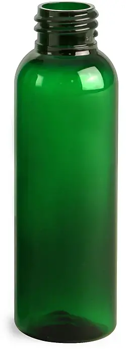 2 oz Green PET Cosmo Round Bottles (Bulk), Caps NOT Included