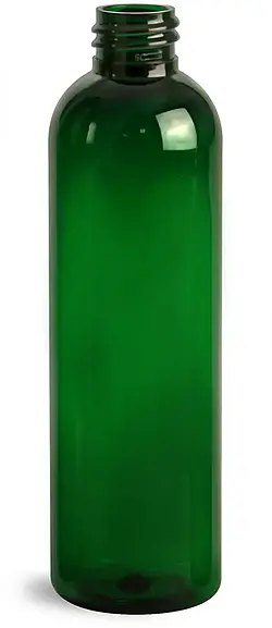 4 oz Green PET Cosmo Round Bottles (Bulk), Caps NOT Included