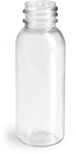 1 oz Clear PET Cosmo Round Bottles (Bulk), Caps NOT Included