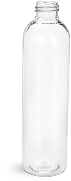 8 oz Clear PET Cosmo Round Bottles (Bulk), Caps NOT Included