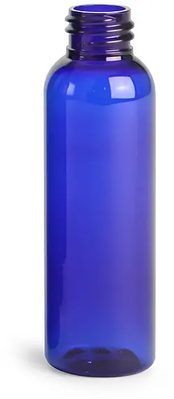 2 oz Blue PET Cosmo Round Bottles (Bulk), Caps Not Included