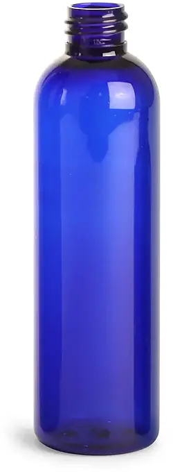 4 oz Blue PET Cosmo Round Bottles (Bulk), Caps Not Included