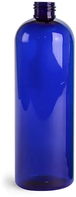 16 oz Blue PET Cosmo Round Bottles (Bulk), Caps NOT Included
