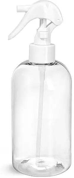 16 oz Clear PET Round Bottles w/ White Mini Trigger Sprayers