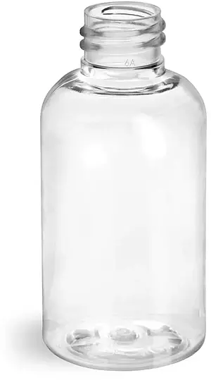 2 oz Clear PET Boston Round Bottles (Bulk), Caps NOT Included