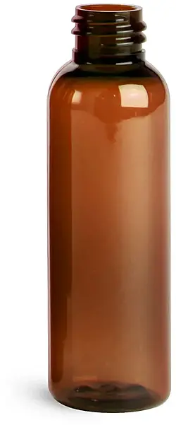2 oz Amber PET Cosmo Round Bottles (Bulk), Caps NOT Included