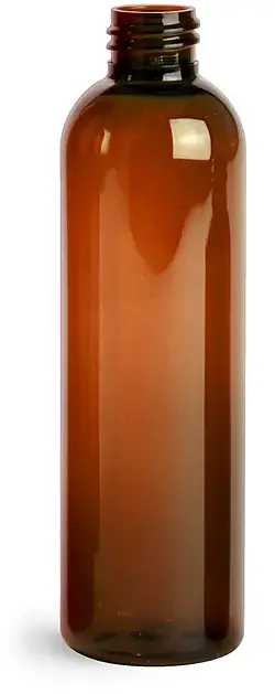 4 oz Amber PET Cosmo Round Bottles (Bulk), Caps NOT Included