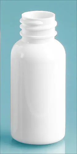 1 oz White PET Boston Rounds, (Bulk) Caps NOT Included