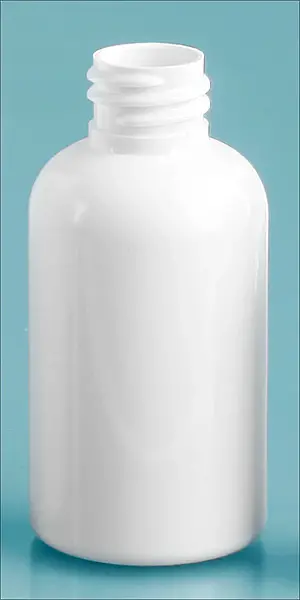 2 oz White PET Boston Rounds, (Bulk) Caps NOT Included