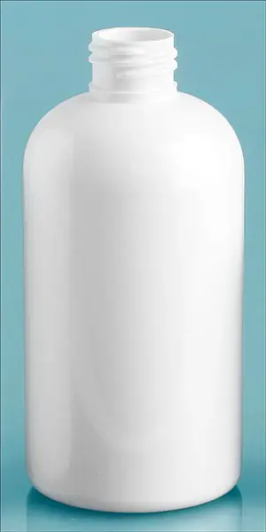 8 oz White PET Boston Rounds, (Bulk) Caps NOT Included