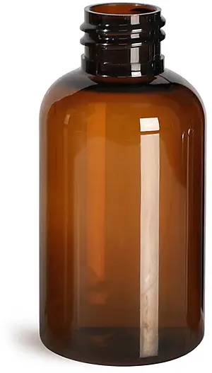 2 oz Amber PET Boston Round Bottles (Bulk), Caps NOT Included